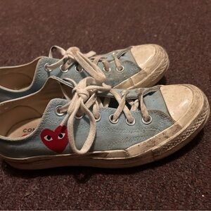 Comme des Garcons PLAY Light Blue Sneakers with Red Heart